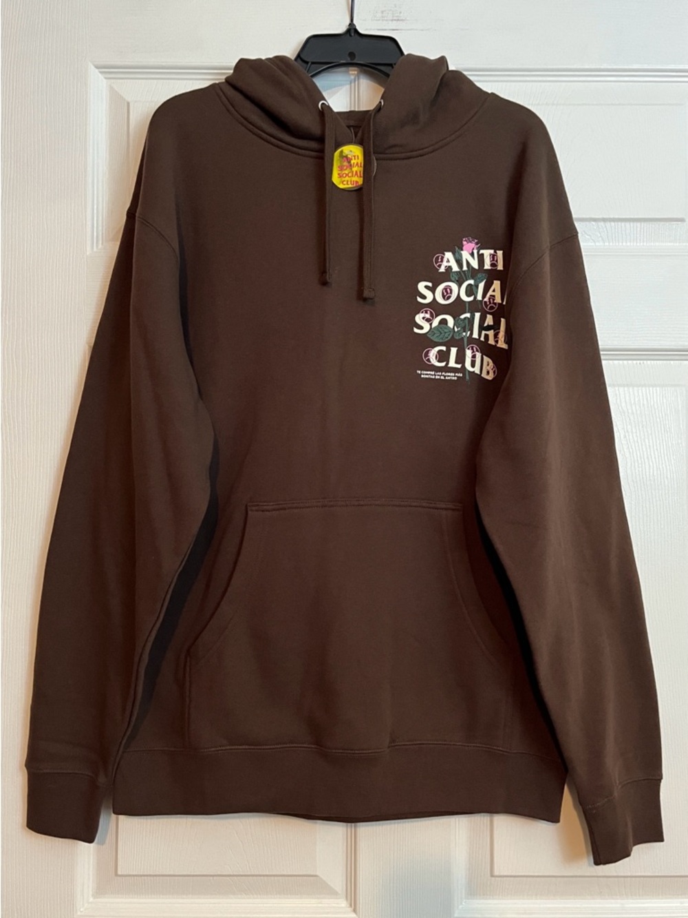 Anti Social Social Club Brown Cotton Hoodie - Floral Logo - Men’s Size L - NWT